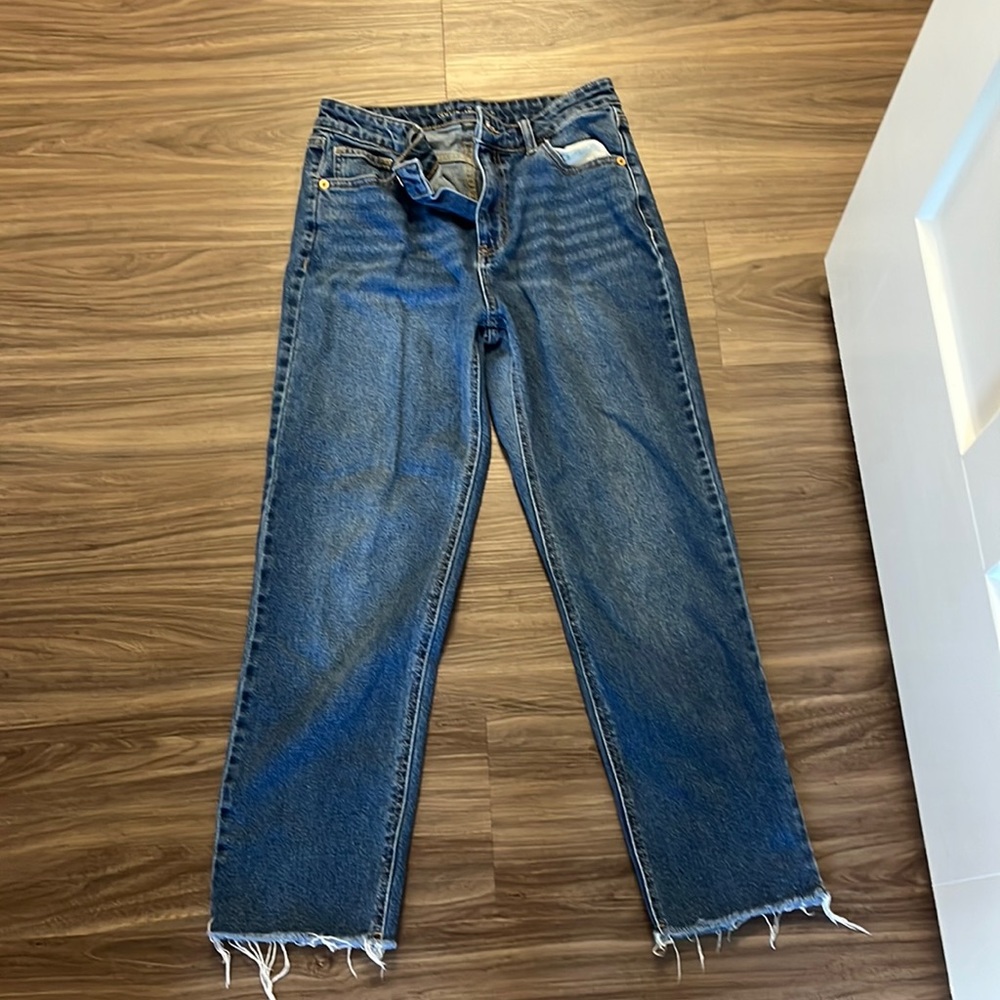 High rise straight ankle jeans